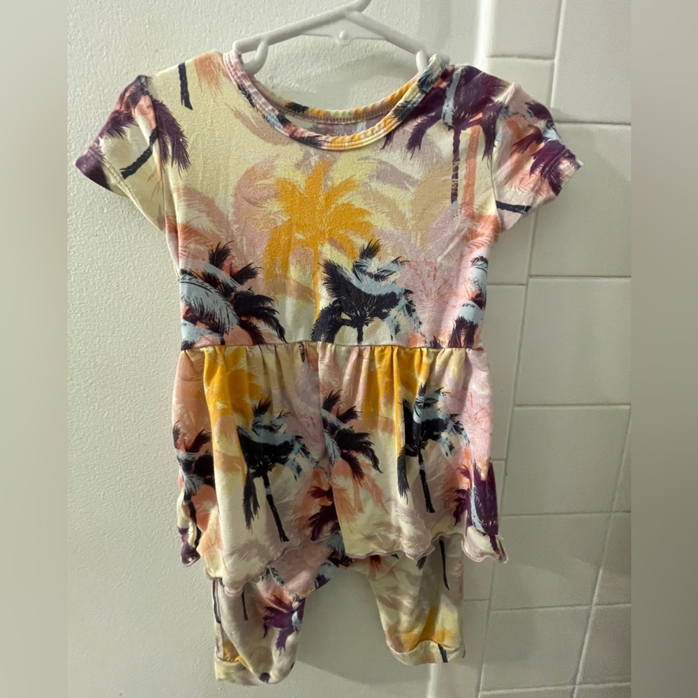 Ready Ser Romper Twirl 6-12M Colorful Palm Trees